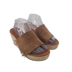 Ruff Hewn Women's Caruson Wedge Espadrille Sandale Open Toe Wedge Sandals Brown